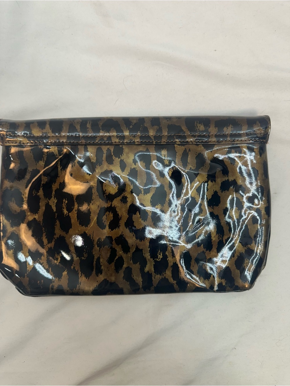 Elaine Turner Leopard Patent Envelope Clutch - Brown/Black - Picture 3 of 6
